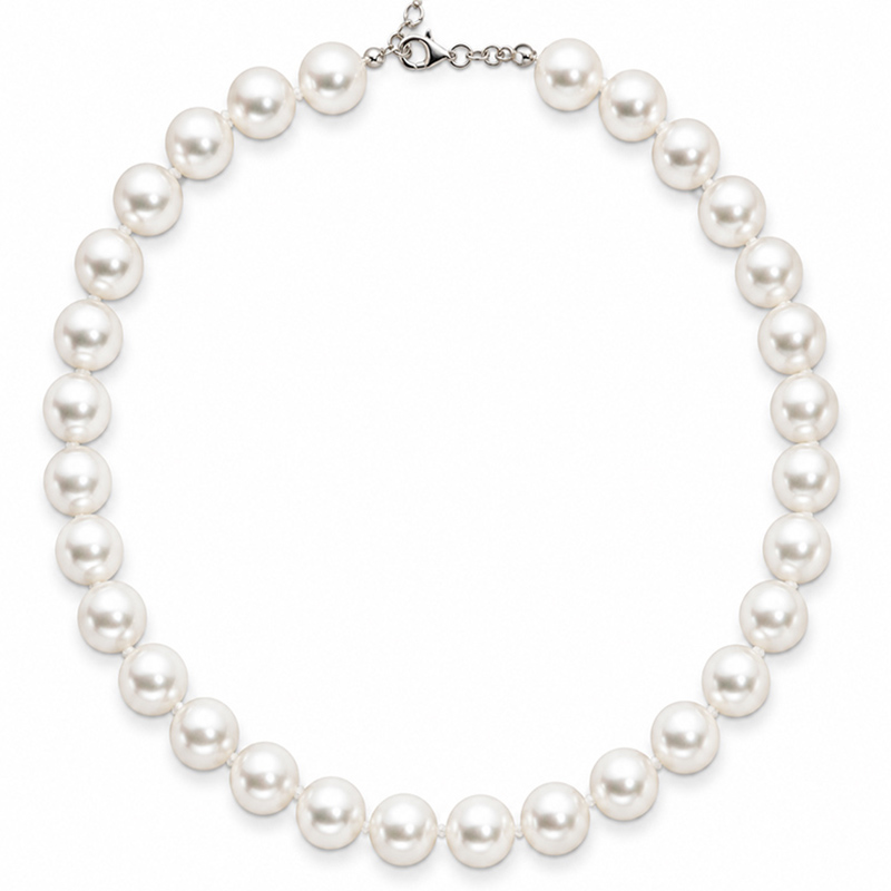 Jt Ασημένιο κολιέ μεγάλα μαργαριτάρια shell pearls 12mm Άσπρο